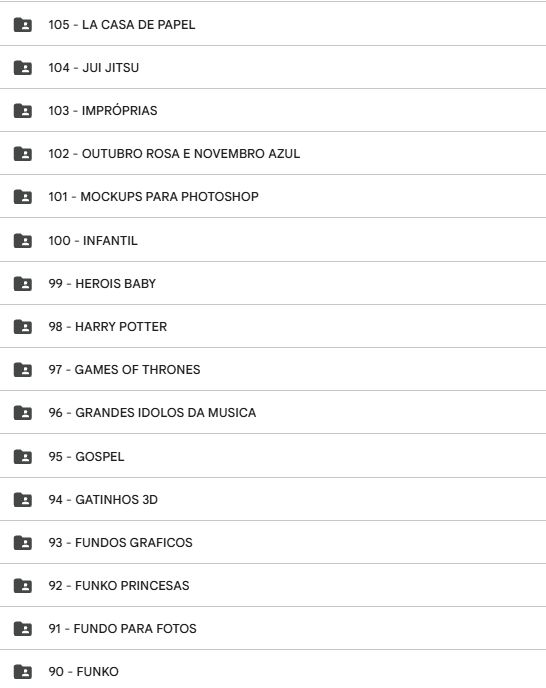 Print com diversas pastas do pacote de sublimação